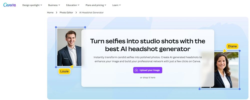 Canva AI Headshot Generator