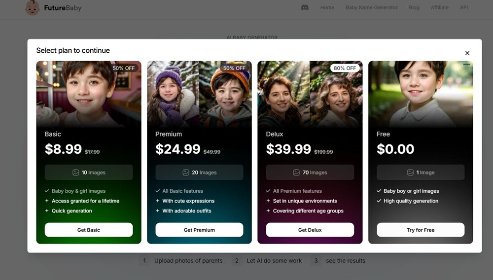 FutureBaby AI Select A Plan