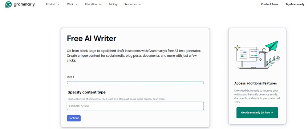 Grammarly Free AI Writer