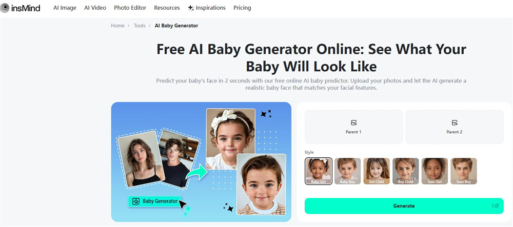 insMind AI Baby Generator