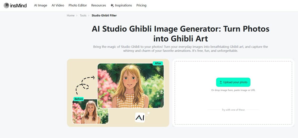 insMind Photo to Ghibli Style Converter