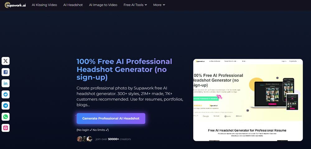 Supawork Free AI Headshot Generator